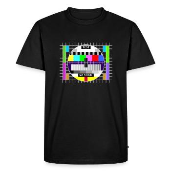 Image test card status no signal screen Display - T-shirt Premium bio Homme - noir - Devant - Nico (187cm)