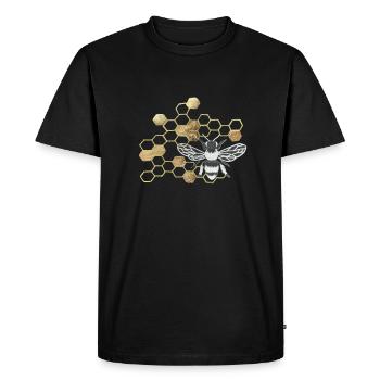 Ruche à la feuille d'or - T-shirt Premium bio Homme - noir - Devant - Nico (187cm)