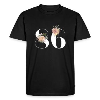 86e anniversaire fleuris (Cadeau de 86 ans) - T-shirt Premium bio Homme - noir - Devant - Nico (187cm)