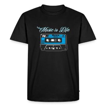 Retro Style Oldschool Tape Cassette Vintage Mixtap - Men's Premium Organic T-Shirt - black - Front - Nico (187cm)