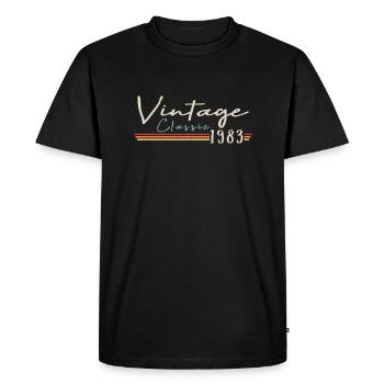 Vintage Original depuis 1983 Anniversaire Rétro 1983 - T-shirt Premium bio Homme - noir - Devant - Nico (187cm)