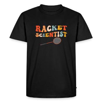Drôle de badminton joueur de raquette scientifique - T-shirt Premium bio Homme - noir - Devant - Nico (187cm)
