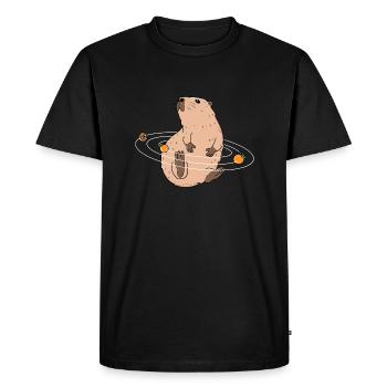 Capy Solar System - Men's Premium Organic T-Shirt - black - Front - Nico (187cm)