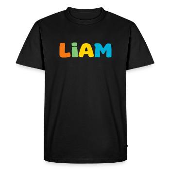 Nom - Liam - T-shirt Premium bio Homme - noir - Devant - Nico (187cm)