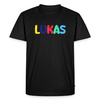 Nom - Luc - T-shirt Premium bio Homme - noir - Devant - Nico (187cm)