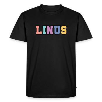 Nom - Linus - T-shirt Premium bio Homme - noir - Devant - Nico (187cm)