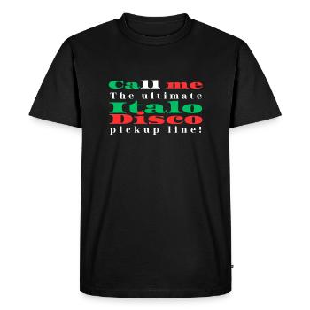 T-shirt Italo Disco Call Me - T-shirt Premium bio Homme - noir - Devant - Nico (187cm)