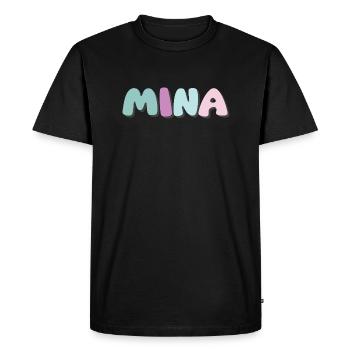Name - Mina - Men's Premium Organic T-Shirt - black - Front - Nico (187cm)