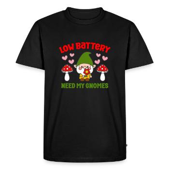 Low Battery Need More Gnomes Lawn Gnome Fun Gift - Men's Premium Organic T-Shirt - black - Front - Nico (187cm)