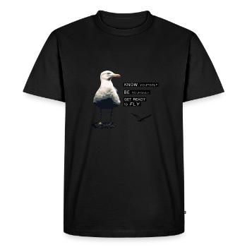 La philosophie de la vie de la mouette - T-shirt Premium bio Homme - noir - Devant - Nico (187cm)