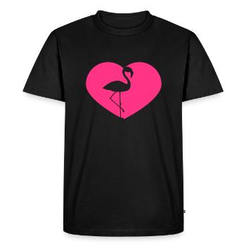 forme coeur j'aime amour silhouette contour flamant - T-shirt Premium bio Homme - noir - Devant - Nico (187cm)