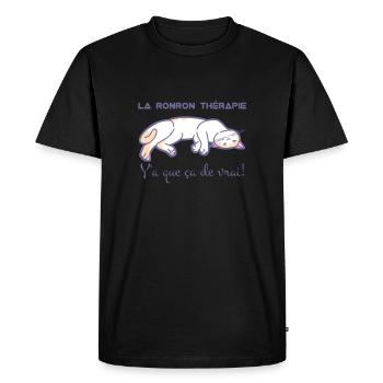 La ronron thérapie, c'est top - T-shirt Premium bio Homme - noir - Devant - Nico (187cm)