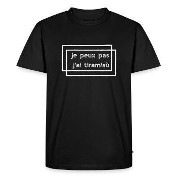 je peux pas j'ai tiramisu (rectangles) - T-shirt Premium bio Homme - noir - Devant - Nico (187cm)