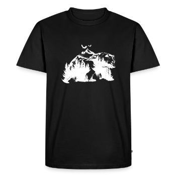 L’ours est dans la forêt - T-shirt Premium bio Homme - noir - Devant - Nico (187cm)