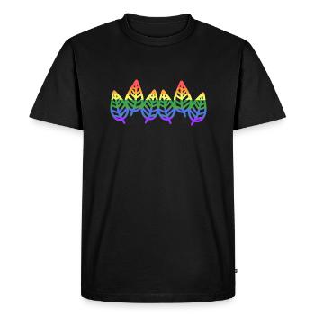 LGBT Colors Leaves Pattern Sheet - Men's Premium Organic T-Shirt - black - Front - Nico (187cm)