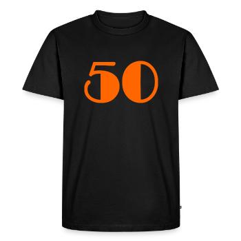 50 YEARS. 50th ANNIVERSARY. BIRTHDAY 50 YEARS. 50 - Men's Premium Organic T-Shirt - black - Front - Nico (187cm)