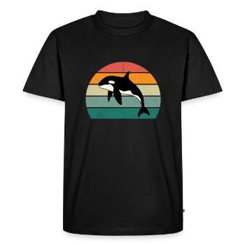 Orca Retro Style Men Women Novelty Vintage Funny - Men's Premium Organic T-Shirt - black - Front - Nico (187cm)