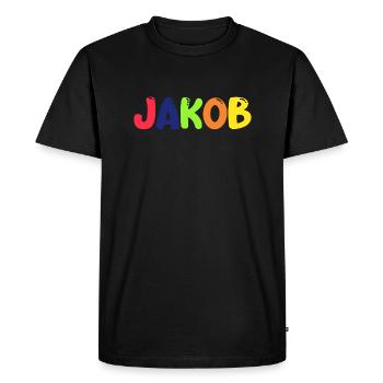 Nom - Jakob - T-shirt Premium bio Homme - noir - Devant - Nico (187cm)