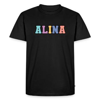 Nom - Alina - T-shirt Premium bio Homme - noir - Devant - Nico (187cm)