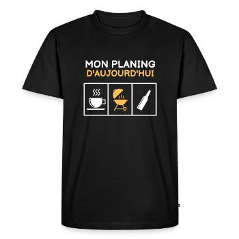 Café Barbecue bière - T-shirt Premium bio Homme - noir - Devant - Nico (187cm)
