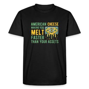American Cheese & Assets Melt Fun - Men's Premium Organic T-Shirt - black - Front - Nico (187cm)