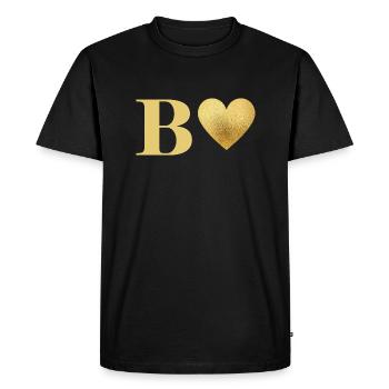 Letter b Golden Heart - Men's Premium Organic T-Shirt - black - Front - Nico (187cm)