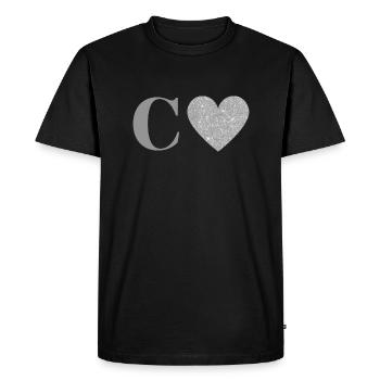 Letter c silver heart - Men's Premium Organic T-Shirt - black - Front - Nico (187cm)