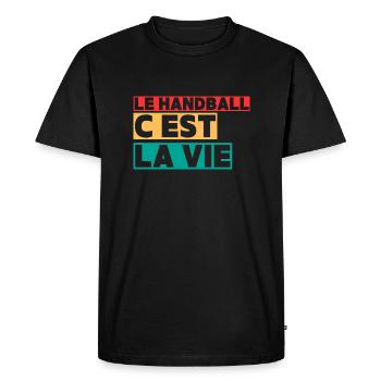 le handball est la vie,Handball,Handballeur,Sport - T-shirt Premium bio Homme - noir - Devant - Nico (187cm)