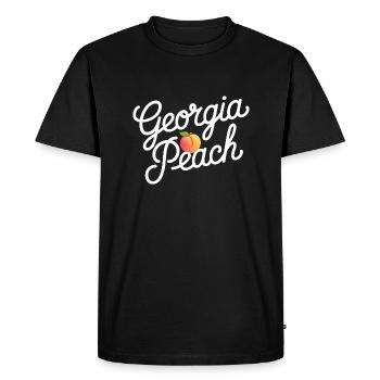 Georgia Peach Script - Men's Premium Organic T-Shirt - black - Front - Nico (187cm)