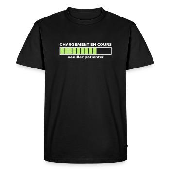 Chargement en cours, loading pour geek. - T-shirt Premium bio Homme - noir - Devant - Nico (187cm)