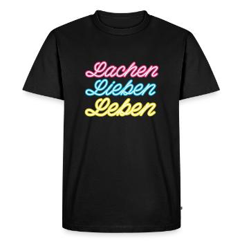 Lachen Lieben Leben - Männer Premium Bio T-Shirt - Schwarz - Vorne - Nico (187cm)