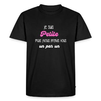 je suis petite mais citation humour - T-shirt Premium bio Homme - noir - Devant - Nico (187cm)