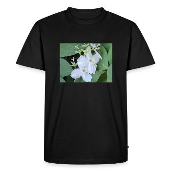 White Flower - Men's Premium Organic T-Shirt - black - Front - Nico (187cm)