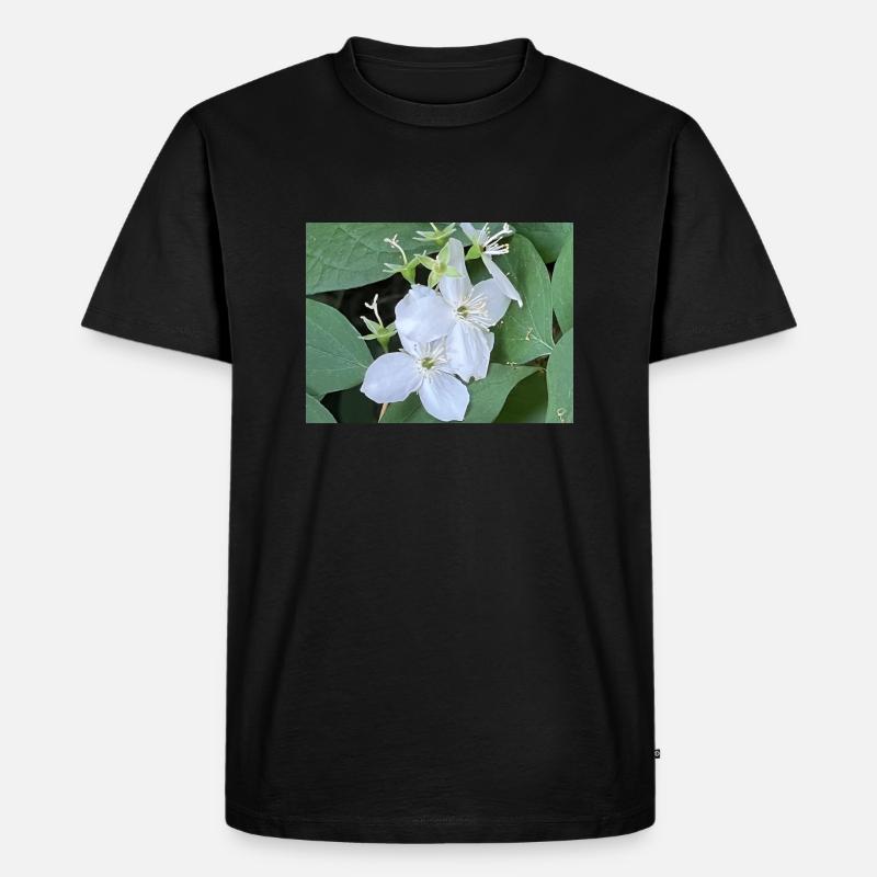 Weiße Blume - Männer Premium Bio T-Shirt - Schwarz