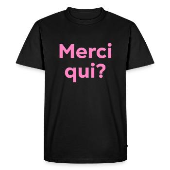 Merci qui - T-shirt Premium bio Homme - noir - Devant - Nico (187cm)
