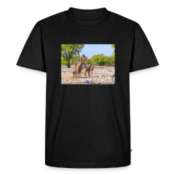 girafe et paysage dans un parc national d’Etosha - T-shirt Premium bio Homme - noir - Devant - Nico (187cm)