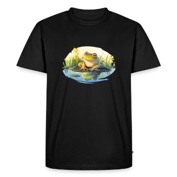 The green frog is a small amphibian - Men's Premium Organic T-Shirt - black - Front - Nico (187cm)