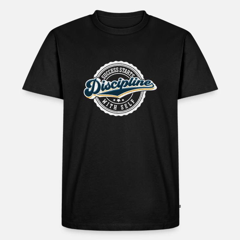 Erfolg beginnt mit Selbstdisziplin - Männer Premium Bio T-Shirt - Schwarz