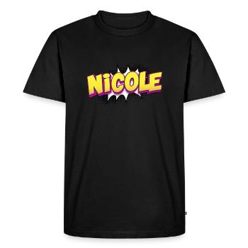Nicole Benutzerdefinierter Name Comic-Buch-Stil Pop-Art, - Männer Premium Bio T-Shirt - Schwarz - Vorne - Nico (187cm)