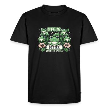 La vie est plus belle avec les grenouilles - T-shirt Premium bio Homme - noir - Devant - Nico (187cm)