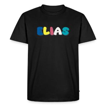 Name - Elias - Men's Premium Organic T-Shirt - black - Front - Nico (187cm)