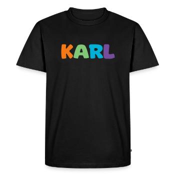 Nom - Karl - T-shirt Premium bio Homme - noir - Devant - Nico (187cm)