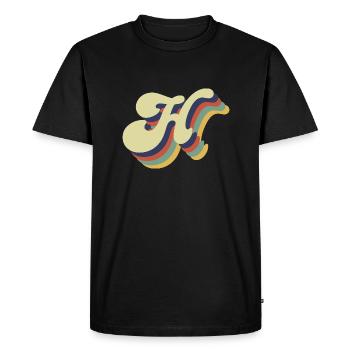 Retro Letter H - Men's Premium Organic T-Shirt - black - Front - Nico (187cm)