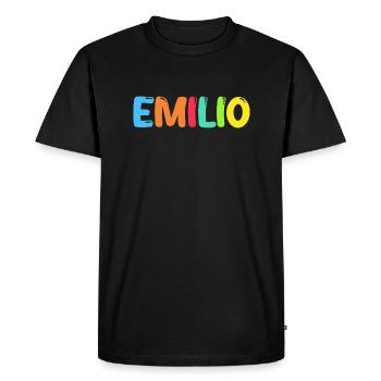Nom - Emilio - T-shirt Premium bio Homme - noir - Devant - Nico (187cm)