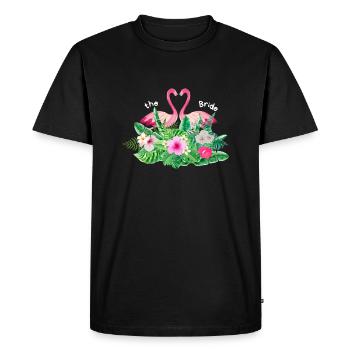 The flange flamingo tropical - Men's Premium Organic T-Shirt - black - Front - Nico (187cm)