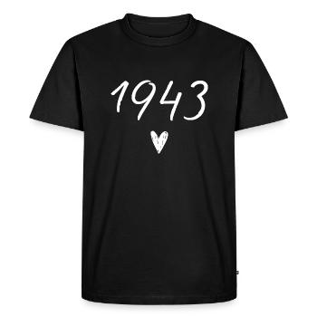 1943 coeur anniversaire - T-shirt Premium bio Homme - noir - Devant - Nico (187cm)