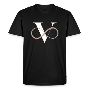 Lettre v infinie - T-shirt Premium bio Homme - noir - Devant - Nico (187cm)