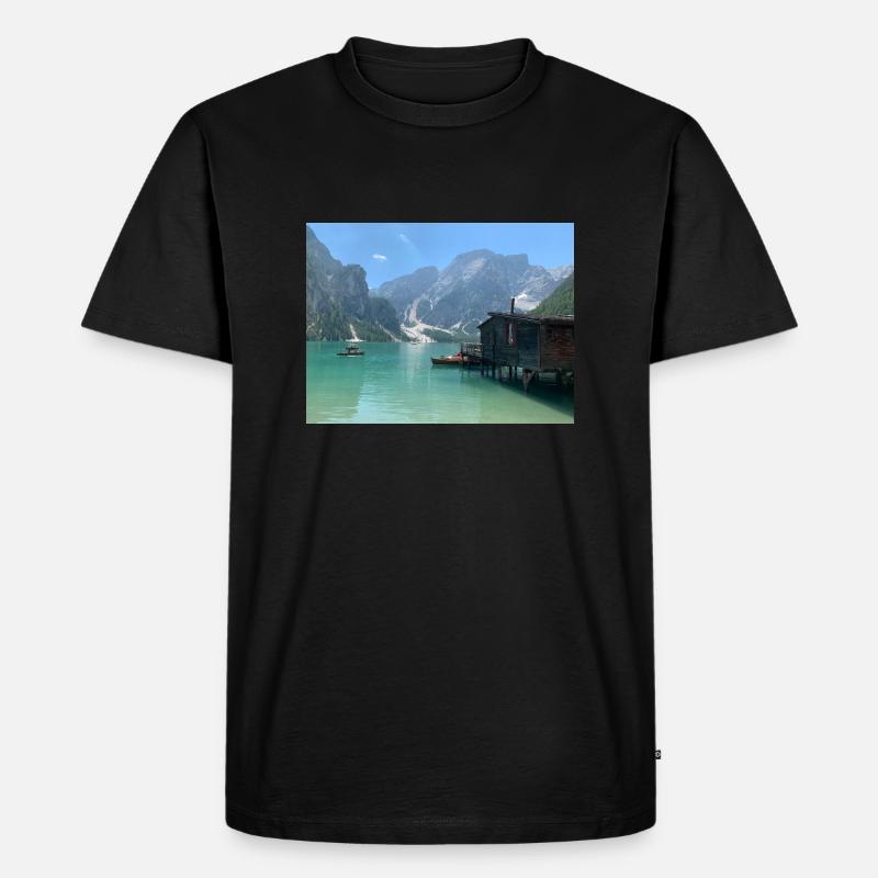 Wunderschönes See Bild - Männer Premium Bio T-Shirt - Schwarz