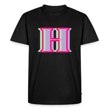 Multi-coloured letter h - Men's Premium Organic T-Shirt - black - Front - Nico (187cm)