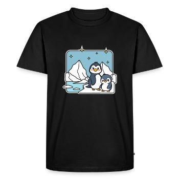 De mignons frères et sœurs pingouins sur la banquise ! - T-shirt Premium bio Homme - noir - Devant - Nico (187cm)